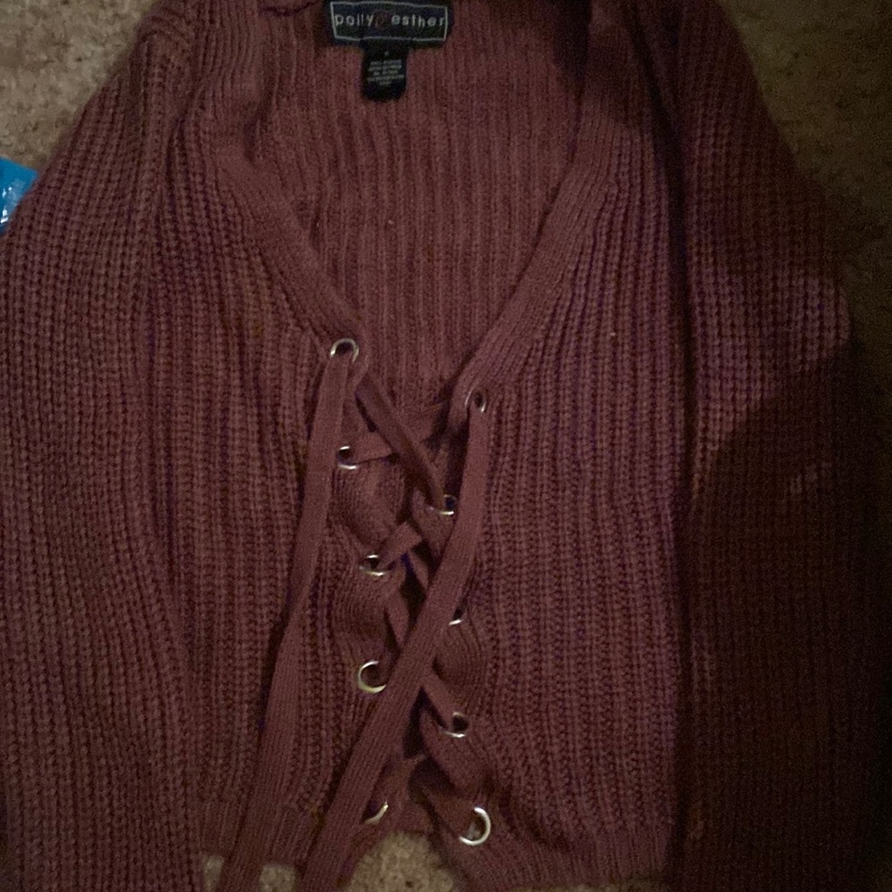 Lace up sweater cardigan